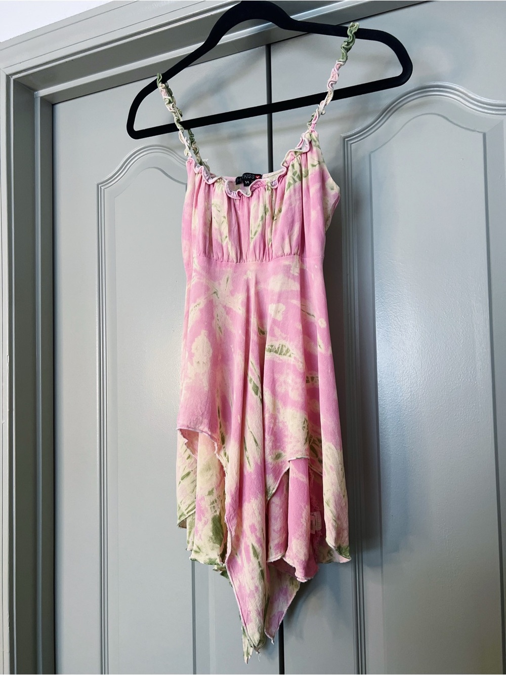 Y2K Hot Kiss Pink Tie Dye Handkerchief Hem Top Size M Fairycore